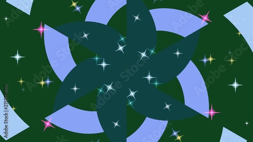 Abstract geometric pattern illustration featuring glowing sparkling stars against a dark green background