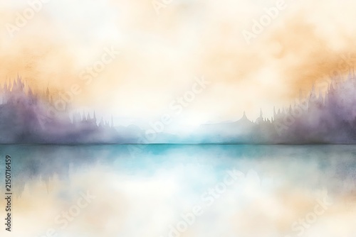 Serene sunrise over calm lake