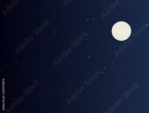 Night sky background with full moon and stars vector illustration