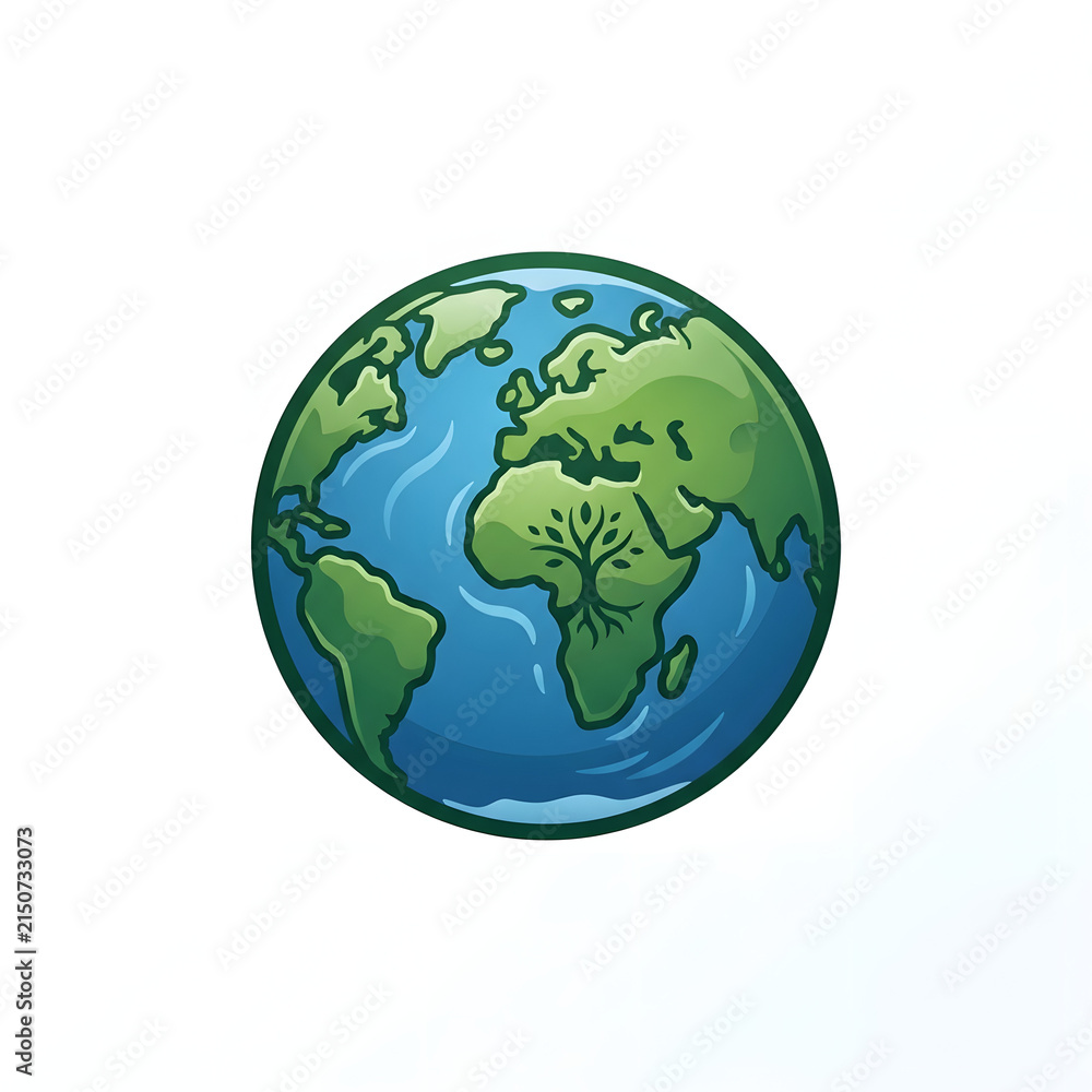 Fototapeta premium Global map showing continents and oceans in green and blue.