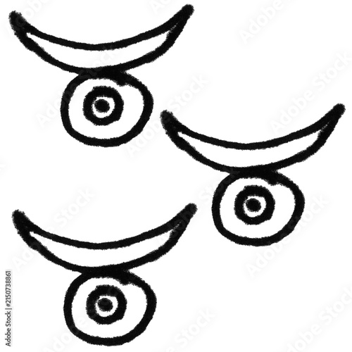 Hand Drawn Cartoon Crescent Moon and Star Doodle Black and White Symbol Vector Set.
