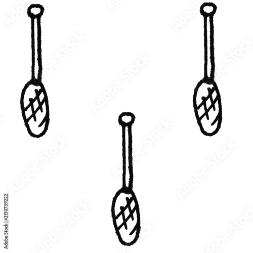 Hand Drawn Cartoon Honey Dipper Doodle Black and White Kitchen Utensil Vector Set.