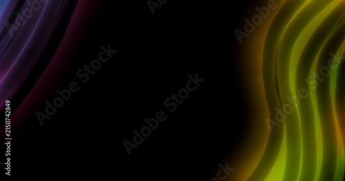 Abstract green brush wave isolated on black, organic flowing texture, dynamic motion, material design, banner and poster background.