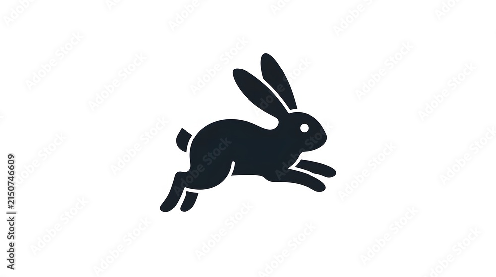 Obraz premium Black running rabbit silhouette vector icon isolated on white background symbol for speed and agility