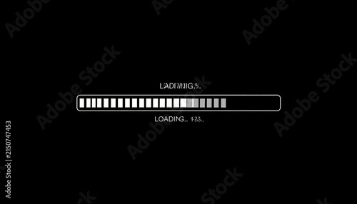 Digital Loading Bar Progress Indicator with Percentage and Dots Animation on Black Background Futuristic UI Element