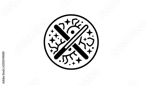 Germ Killing and Disinfection Cleaning Symbol Black White Vector Icon