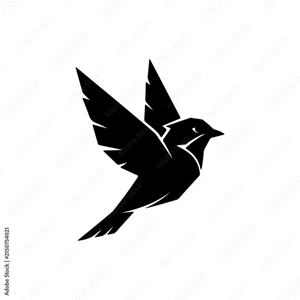 Fototapeta premium Geometric Bird Logo Combining Sharp Edges And Smooth Curves For Branding Vector illustration