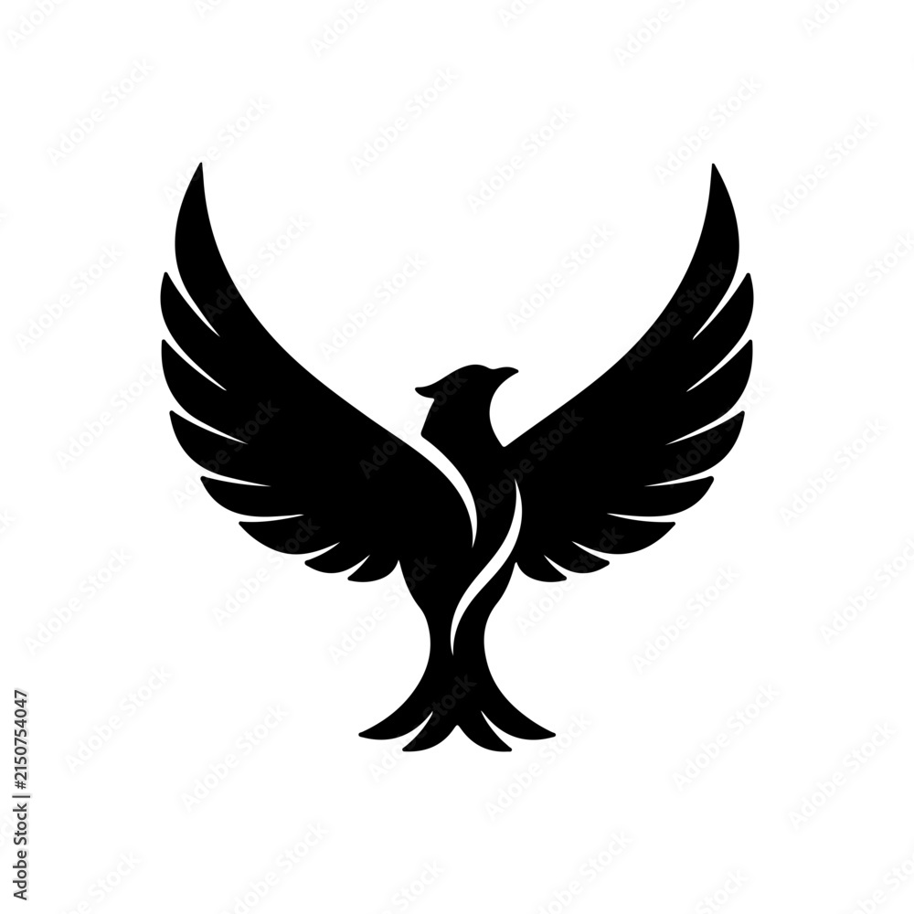 Fototapeta premium Luxury Bird Emblem With Symmetrical Wings And Elegant Modern Branding Style Vector illustration