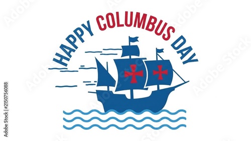 Columbus Day ship graphic for national holiday celebration