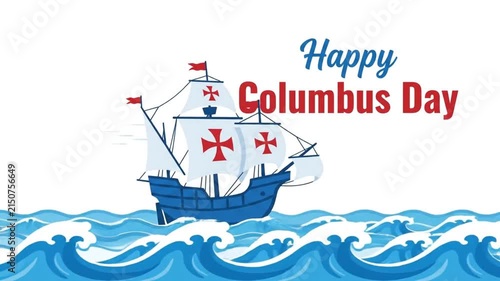 Columbus Day sailing ship illustration for holiday celebration