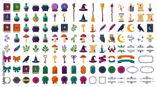 Photography Magical potion icons set