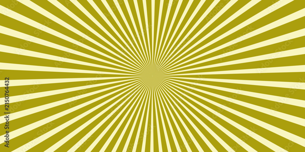Fototapeta premium Radial burst background in olive green and cream color, abstract sunburst pattern, graphic design element