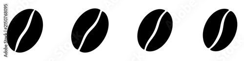 Roasted coffee bean silhouette icon in bold black vector style for cafe branding, packaging, menus, and designs.