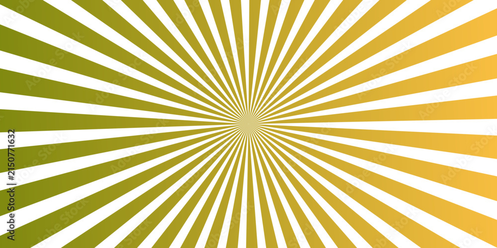Fototapeta premium A vibrant radial burst of light emanates from a central point, creating an abstract sunburst pattern with a gradient of green to yellow hues.