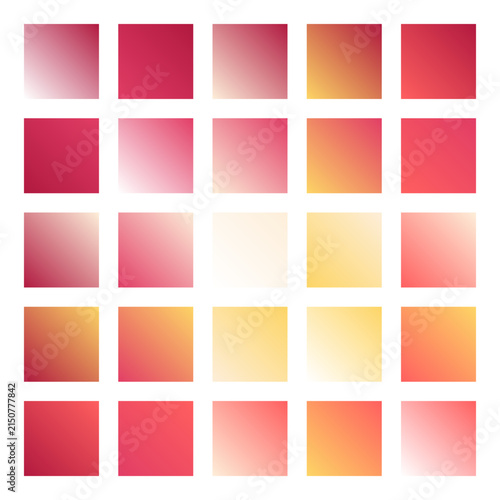  Red Pink and Orange Square Gradient Swatches, Coral Wave Gradient
