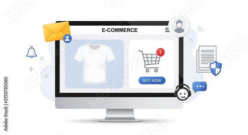 E-commerce Online Shopping Website Displaying Clothing Items in a Shopping Cart on a Computer Screen