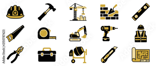 Set of Construction and Building Tools Icons