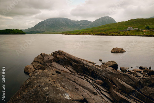 Canvas Print Serene morning light over Lough Inagh in Connemara National Park, peaceful lake