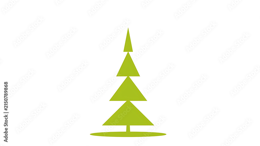 Fototapeta premium Minimalist green Christmas tree icon isolated on white background