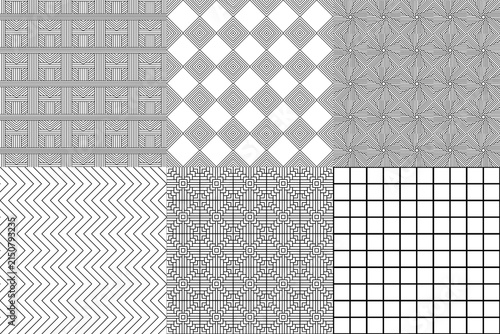 Seamless Geometric Pattern Set with Abstract Vintage Floral Ornament, Retro Textile Texture, Decorative Tile, Wallpaper, Fabric and Paper Vector Design