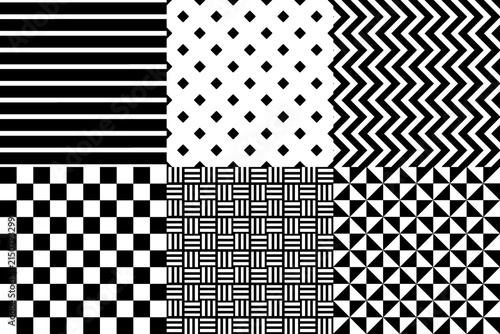 Seamless Black and White Geometric Checkerboard Pattern with QR Code Inspired Squares, Vector Textile Texture, Optical Illusion, Tile Wallpaper and Modern Abstract Design