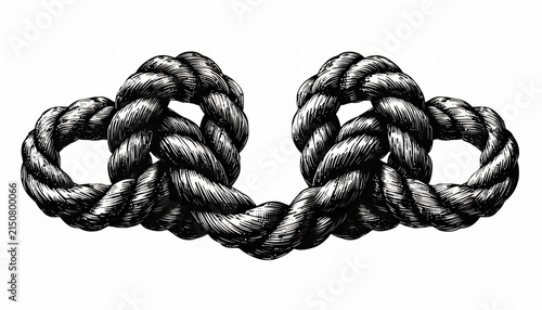 Intricate Black Rope Knot Twists Interwoven Loop Art.