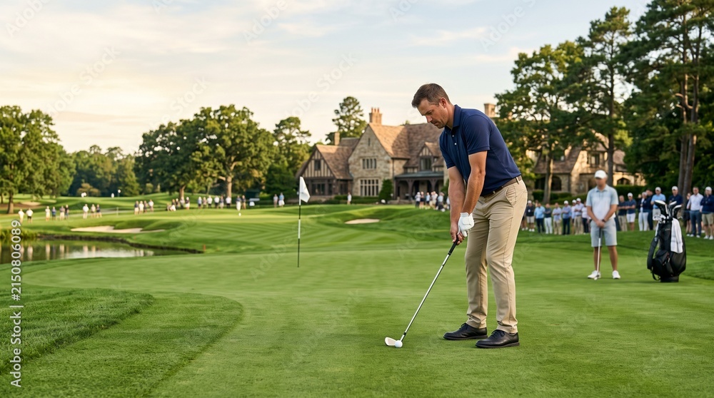 Obraz premium senior man playing golf in the garden