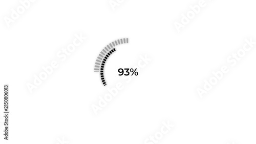 Animated black circular loading indicator with percentage counter, ideal for video overlays, interfaces, transitions, and modern digital media projects, alpha channel