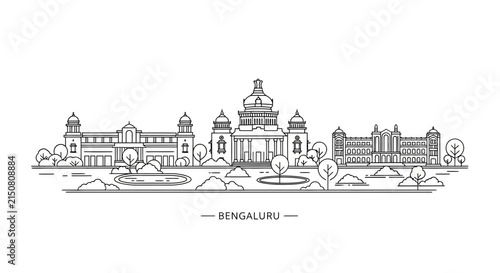 Bengaluru Skyline Outline Illustration