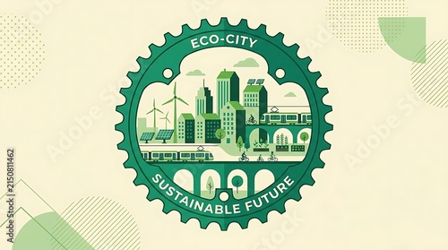 Eco-city sustainable future graphic logo icon.