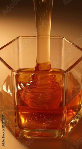 Pouring golden whiskey glass tumbler in warm light