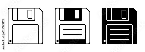 Floppy Disk Icons, Retro Data Storage, Vintage Technology Set