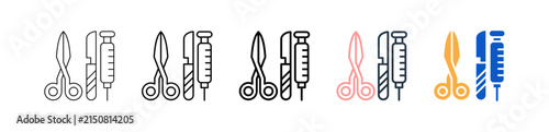 Surgical Instrument different style icons set vector illustration. 