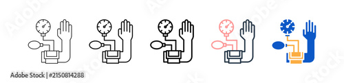 Blood Pressure different style icons set vector illustration. 