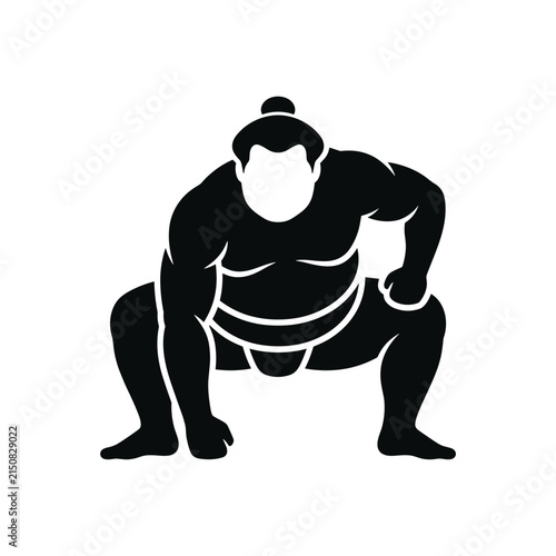 Sumo Wrestler Silhouette Ready to Fight.
