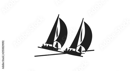 Two Sailboats Racing on the Water.
