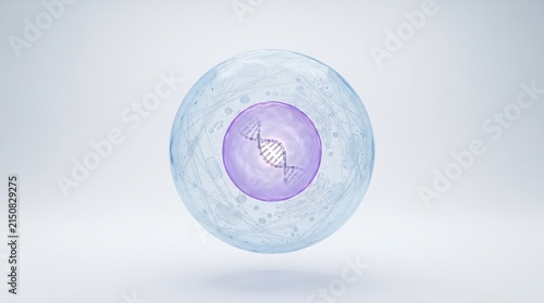Eukaryotic cell structure with nucleus and DNA genetics study health science education eukaryotic genetics microscopic organelle biological biomedical research scientific education