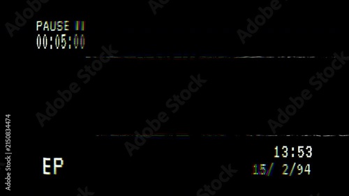 4k Vintage Pausing VHS artifacts effect overlay, Glitches error from an old tape. No signal tv glitch effect. 4k Video alpha channel