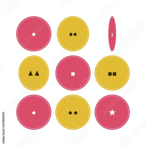 Coral pink and yellow movie rating emblem badge grid flipping sequentially with a stagger on white background cinematic loop