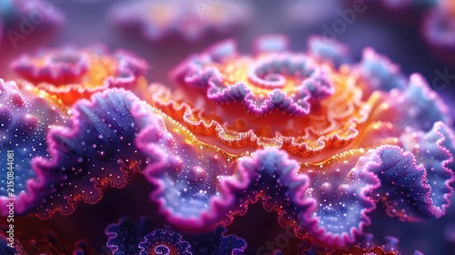 Brightly Colored Microscopic Coral or Plants - High Resolution C