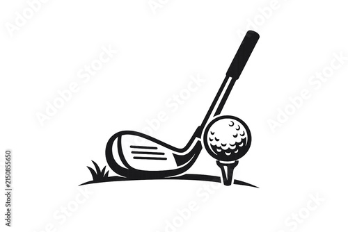 An illustration of golf clubs and balls, suitable for .
