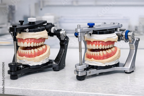 3D printed models of human teeth in dental arch, showcasing the precision and detail of modern medical manufacturing.