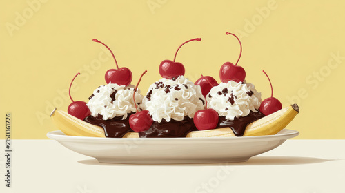 Banana split dessert sundae banana chocolate whipped cream