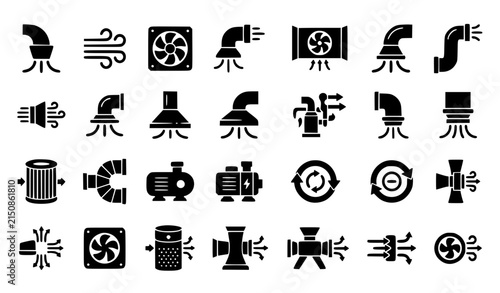 Air Suction Icon Set Vector Collection with Vacuum Airflow Ventilation and Extraction Symbols EPS10