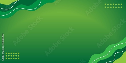 Canvastavla Modern Abstract Green Gradient Background with Dynamic Wavy Lines and Geometric