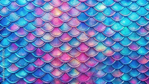 Vibrant iridescent scales pattern, a colorful texture of overlapping semicircles in shades of blue, pink, and purple, ideal for design projects and artistic backgrounds