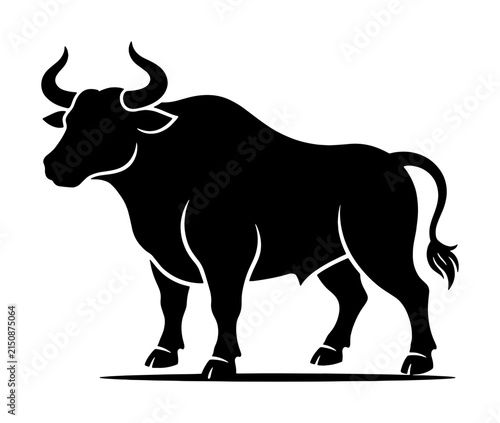 Powerful Black Bull Silhouette Vector, Strong Taurus Symbol, Majestic Livestock Icon, Fierce Animal Graphic for Business and Zodiac Themes