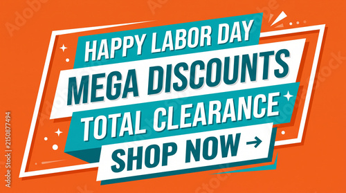 Labor Day Mega Discounts banner on orange background.