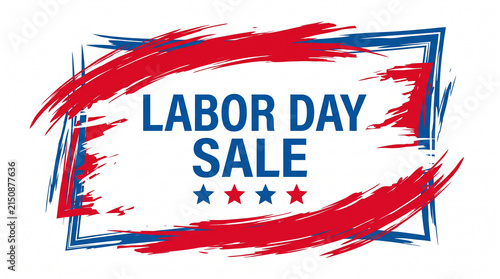 Labor Day Sale text inside red and blue brush stroke frame.