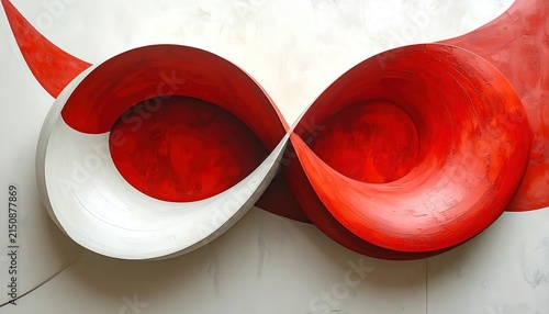 Abstract Red and White Infinity Loop Wall Art Sculpture
